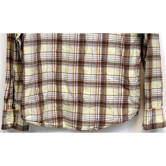 American Eagle Vtg Slim Fit Mens Sz L Plaid Collared Pearl Snap Western Shirt - Picture 6 of 10